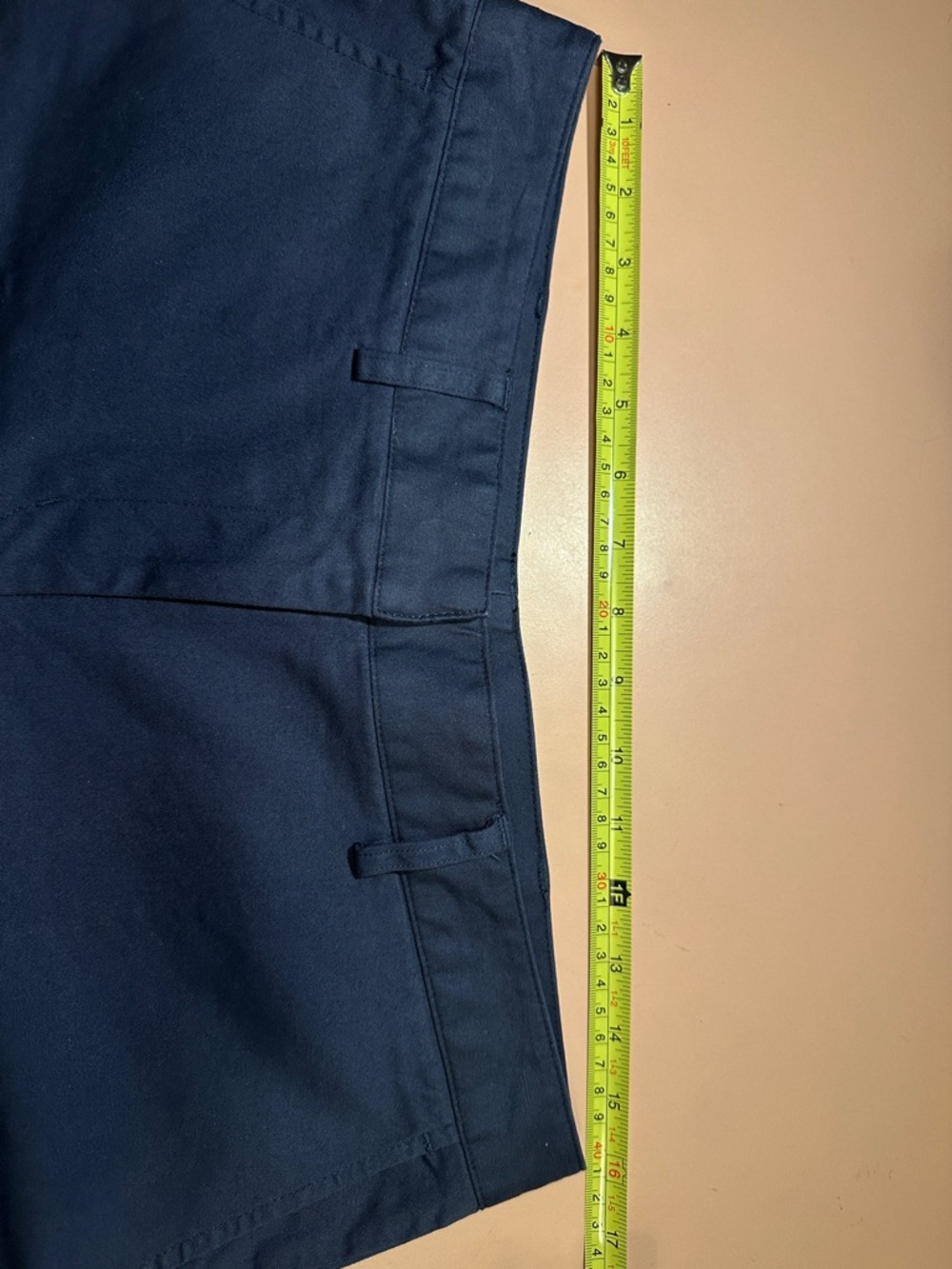 EUC J McLaughlin High-Waist Scalloped Hem Shorts in Navy - Picture 5 of 7